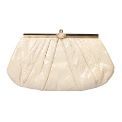 Vintage Judith Leiber White Snakeskin Clutch Bag