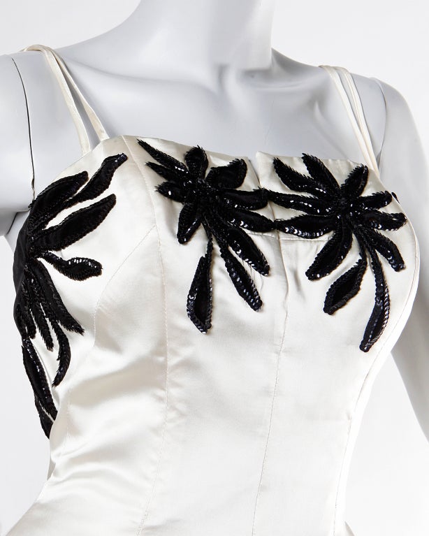 Emma Domb Vintage Black & White Sequin Gown / 1940's Dress 1