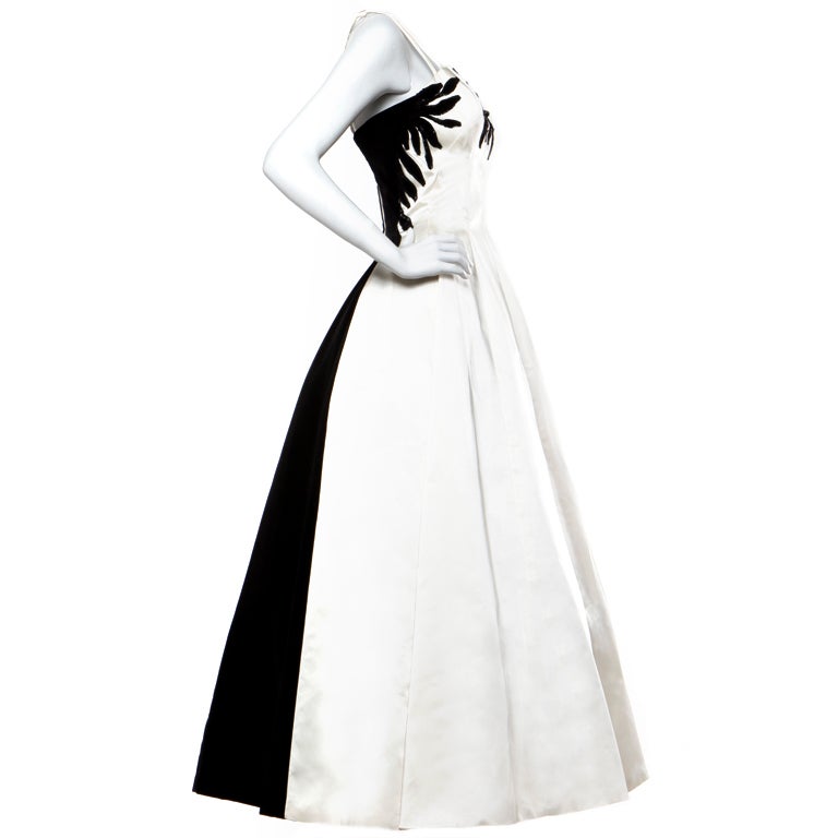 Emma Domb Vintage Black & White Sequin Gown / 1940's Dress