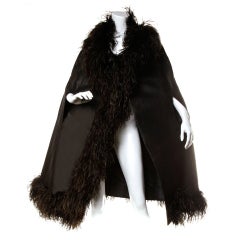 Elizabeth Arden Retro 1960's Silk Ostrich Feather Cape Coat