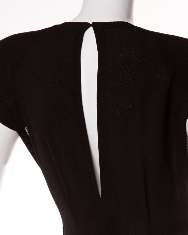 Vintage 1940's Metallic Hand Sequin + Beaded Formal Black Dress 2