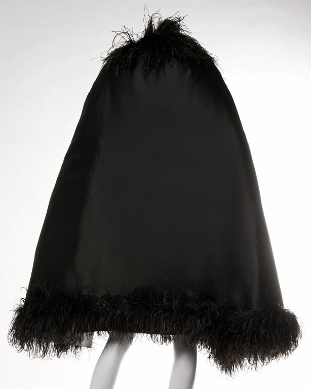 Elizabeth Arden Vintage 1960's Silk Ostrich Feather Cape Coat at 1stDibs