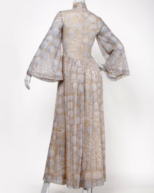 Women's Robert David Morton Vintage 70s Sheer Seashell Print Maxi Dress