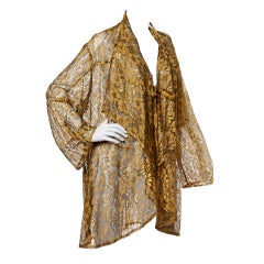 Mary McFadden Vintage 1980s Sheer Metallic Lace Duster Jacket