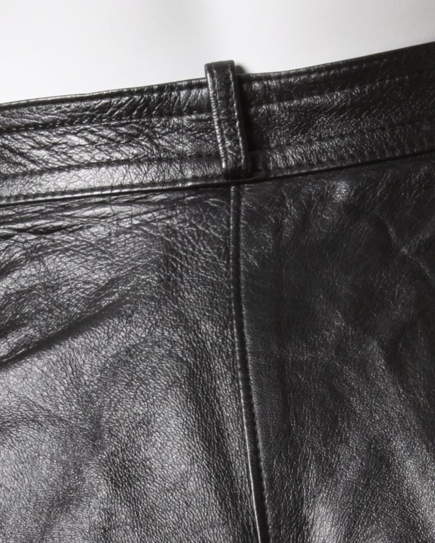 Yves Saint Laurent Vintage 1980's Schwarzes Leder Lammfell Hose 1