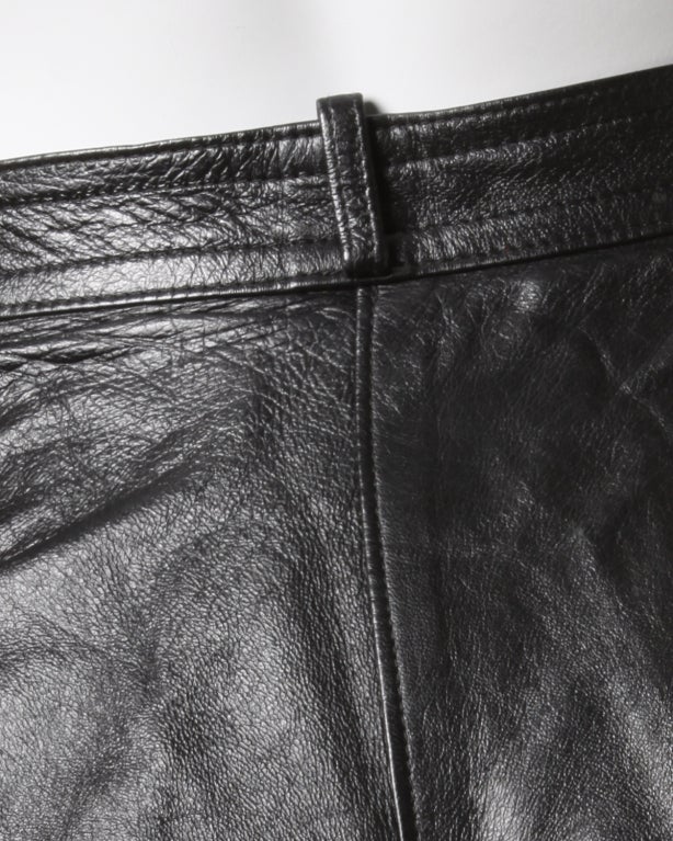 Yves Saint Laurent Vintage 1980's Black Leather Lambskin Pants 1