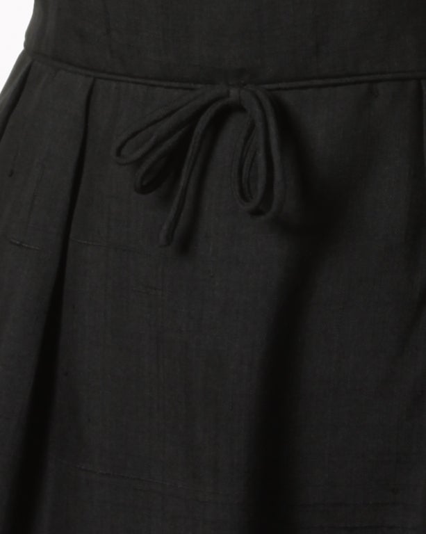 Women's Marusia Vintage 1950's Black Dupioni Silk + Sequin Wiggle Dress