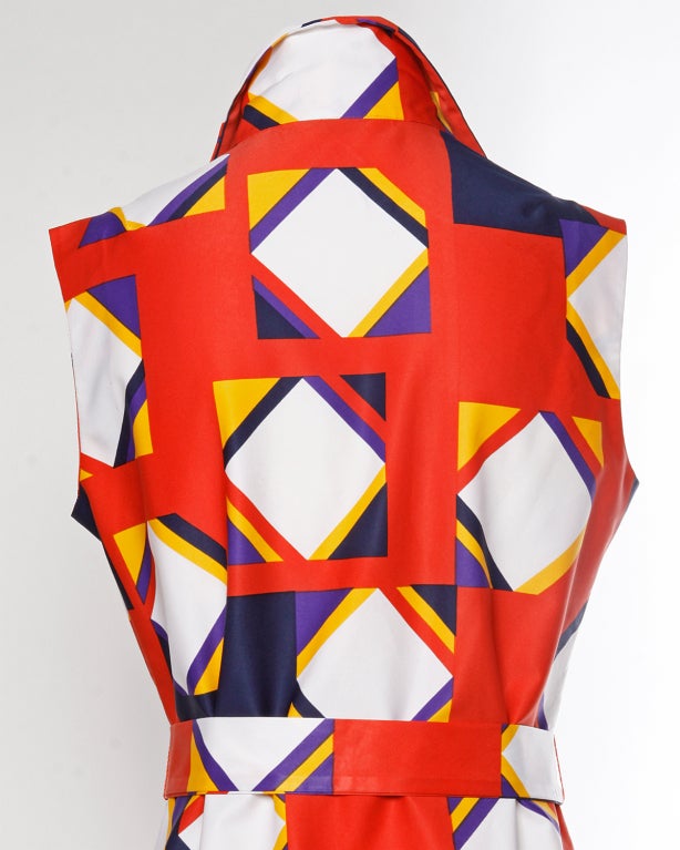 Lanvin Vintage 70s Geometric Print Shirt Sun Dress 2