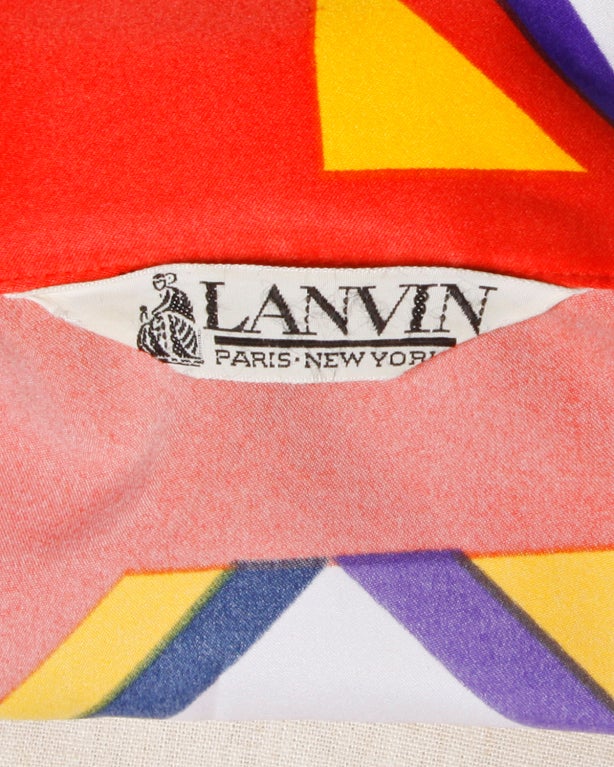 Lanvin Vintage 70s Geometric Print Shirt Sun Dress 5