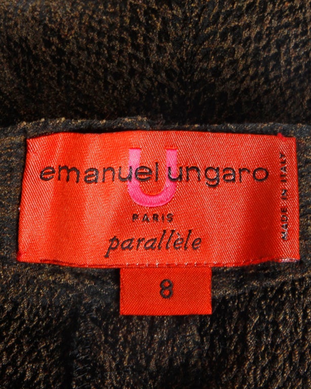 Emanuel Ungaro Pantalones de cintura alta con estampado de piel de serpiente vintage, años 90 Negro en venta