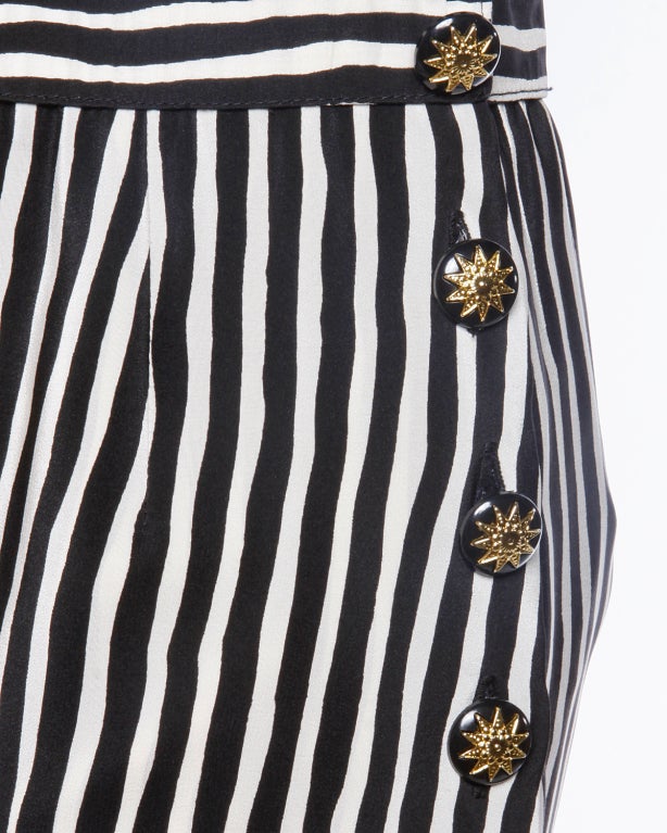 Adolfo Vintage 1980's Silk Striped Skirt Top Sash 3Pc Suit Set 2