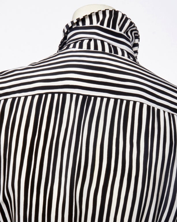 Adolfo Vintage 1980's Silk Striped Skirt Top Sash 3Pc Suit Set 3