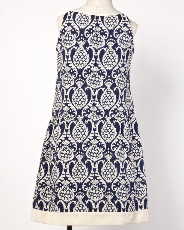 Women's 1960s  Teal Traina Vintage Pineapple Tapestry Dress + Wrap 2-Piece Ensemble