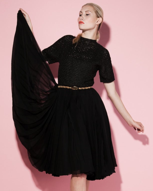 Bud Kilpatrick Couture Vintage 1950's Miles of Silk Black Dress 3