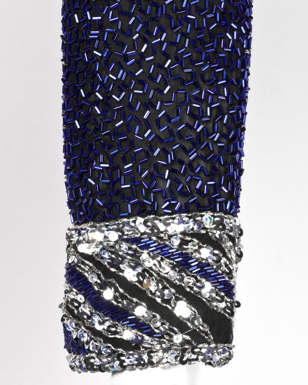 Bob Mackie Vintage Beaded + Sequin Fringe Silk Flapper Dress In Excellent Condition In Sparks, NV