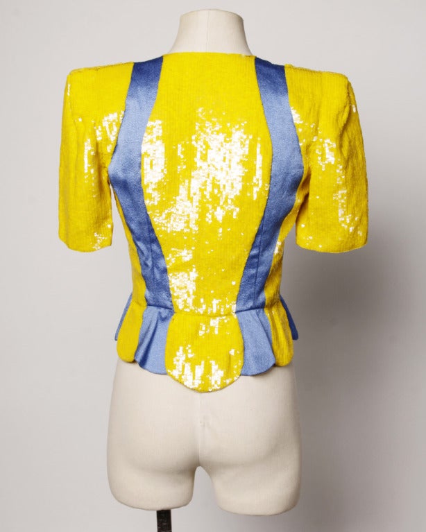 Carolina Herrera for Neiman Marcus Vintage Sequin Peplum Jacket For Sale 2