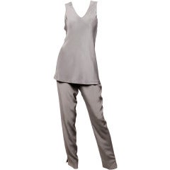 Donna Karan Black Label Jersey Silk Trousers /Tunic Pantsuit Set