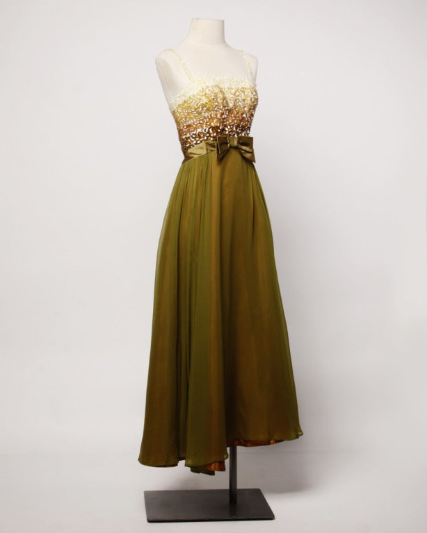 Emma Domb Dress | Vintage 1960's OmbrÃ?© Sequin/ Silk Chiffon Gown In Excellent Condition In Sparks, NV