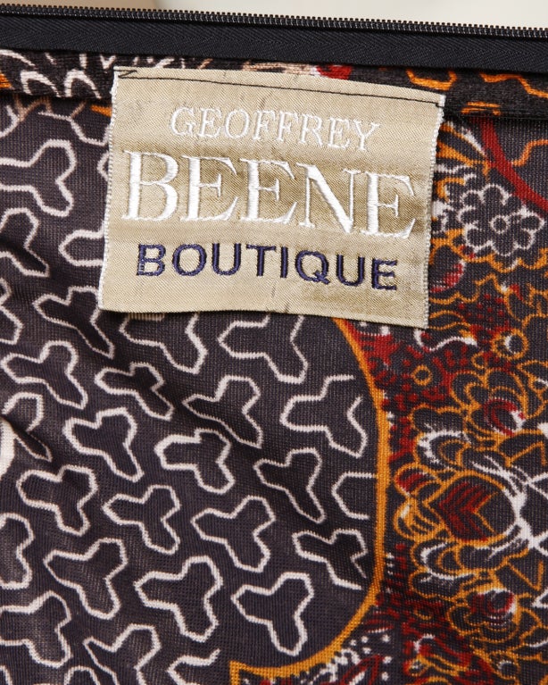 Vintage Geoffrey Beene Boutique Printed Dress + Belt at 1stDibs