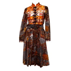 Vintage Geoffrey Beene Boutique Printed Dress + Belt