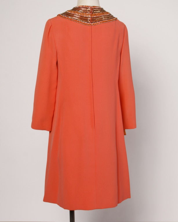 Deadstock Unworn Pristine 1960s Irene Beaded Shift Dress in Tangerine ...