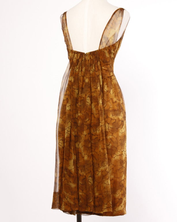 Vintage 1960s Printed Silk Chiffon Sack-back Cocktail Dress For Sale at ...