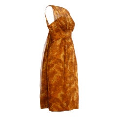 Vintage 1960s Printed Silk Chiffon Sack-back Cocktail Dress 11