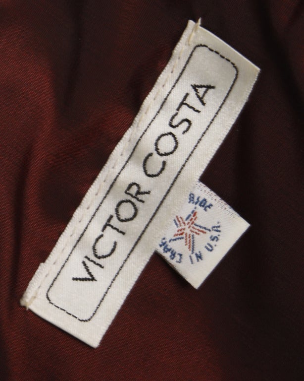 Victor Costa Vintage 1980s Burgundy Strapless Asymmetric Ruched Mini Dress 2