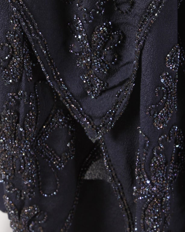 Two Piece Vintage Glass Beaded Removable Sleeves Flapper Dress, 1920s