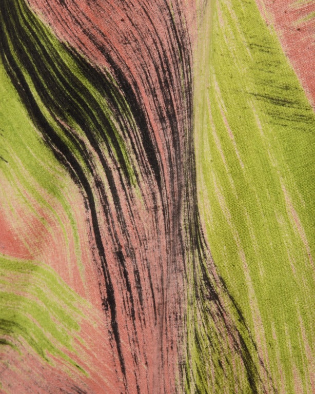 Extraordinary Vintage 1950s Hand Painted Neon Dress + Wrap by Maya de Mexico 3