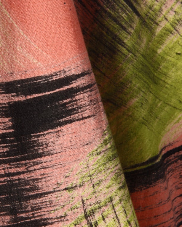 Extraordinary Vintage 1950s Hand Painted Neon Dress + Wrap by Maya de Mexico 4