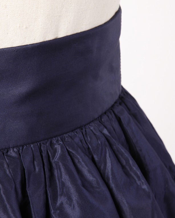 Rare Early Oscar de la Renta for I. Magnin Vintage 1960s Blue Silk Taffeta Skirt 1