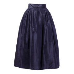 Rare Early Oscar de la Renta for I. Magnin Vintage 1960s Blue Silk Taffeta Skirt