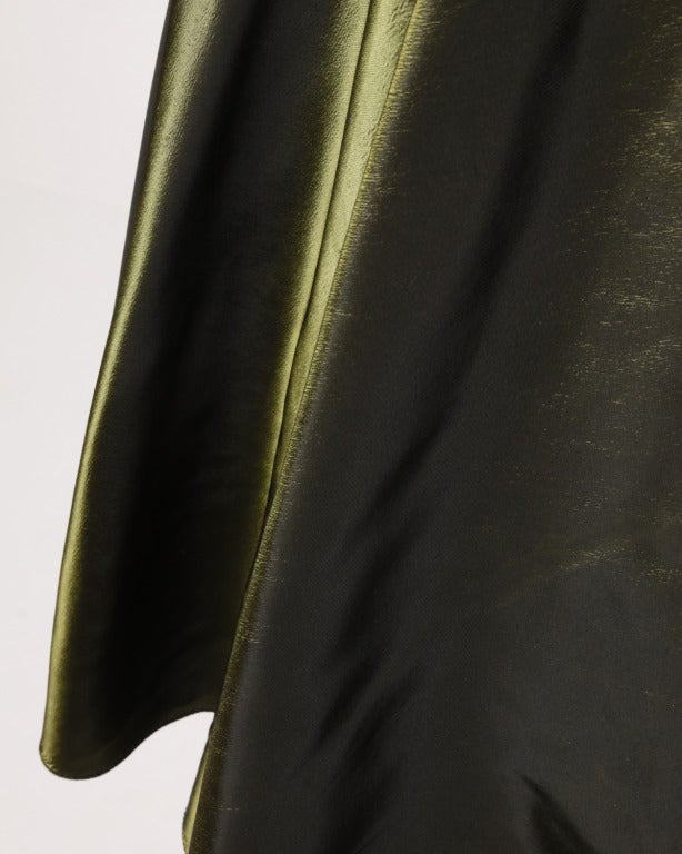 Vintage 40er Jahre schillernde Olive Seide Taft asymmetrische Kleid 5