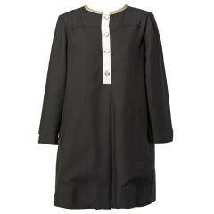 Vintage Geoffrey Beene Black + White Shift Coat Dress 1990s 90s