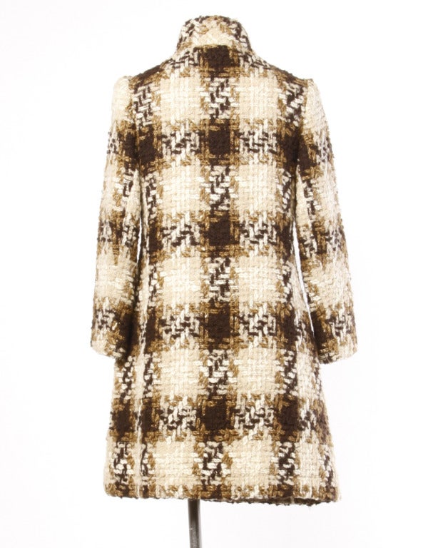 Lanvin 1960s Vintage Wool and Silk Ready-to-Wear Houndstooth Coat In Excellent Condition In Sparks, NV