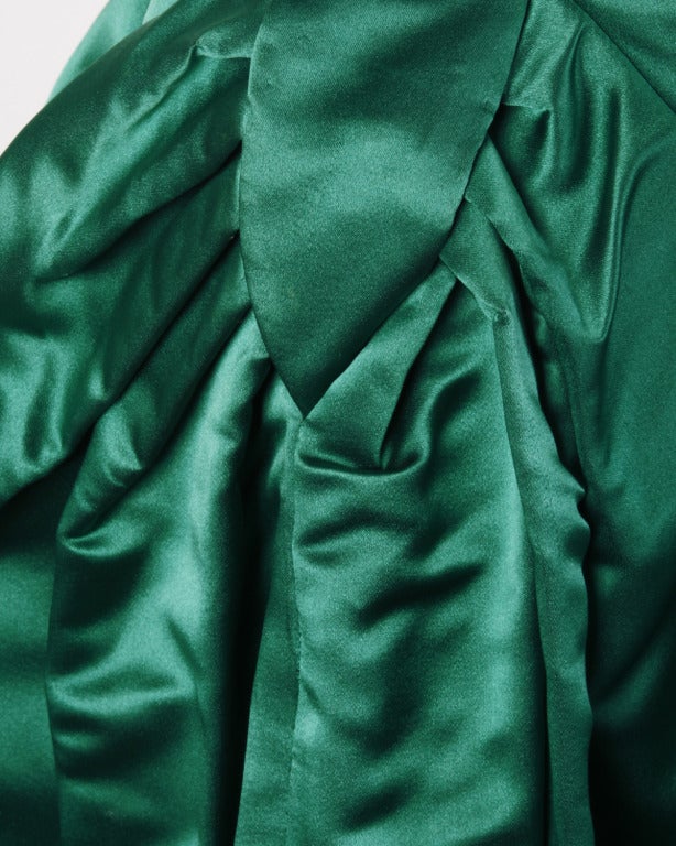 Women's Ceil Chapman Attributed 50s Silk Satin Origami Pleat Dress