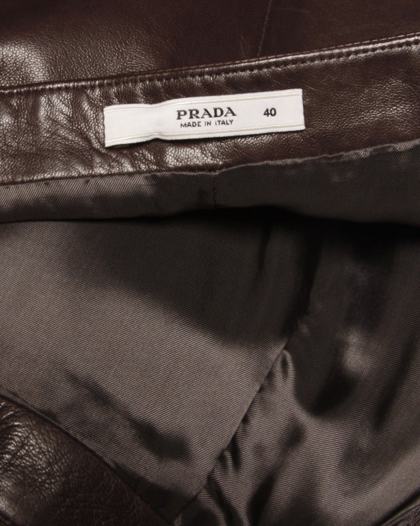 Prada Unworn Deadstock Brown Buttery Leather Pencil Skirt with Tags Attached In New Condition In Sparks, NV
