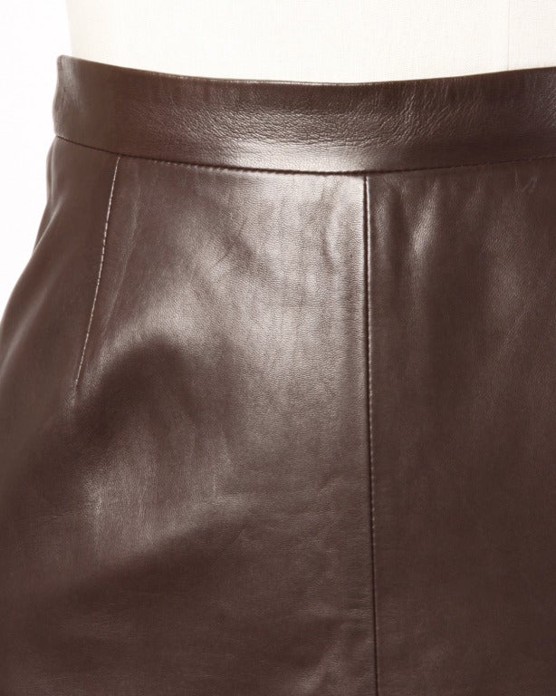 Women's Prada Unworn Deadstock Brown Buttery Leather Pencil Skirt with Tags Attached