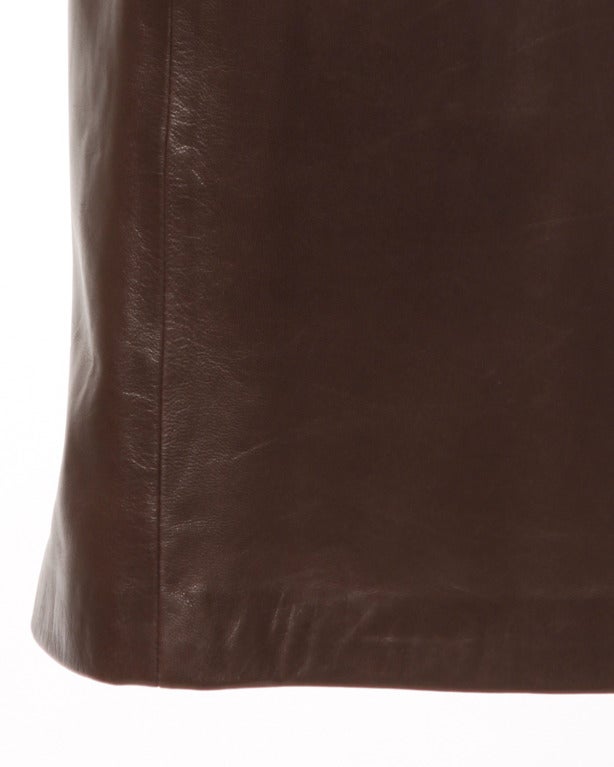 Prada Unworn Deadstock Brown Buttery Leather Pencil Skirt with Tags Attached 5
