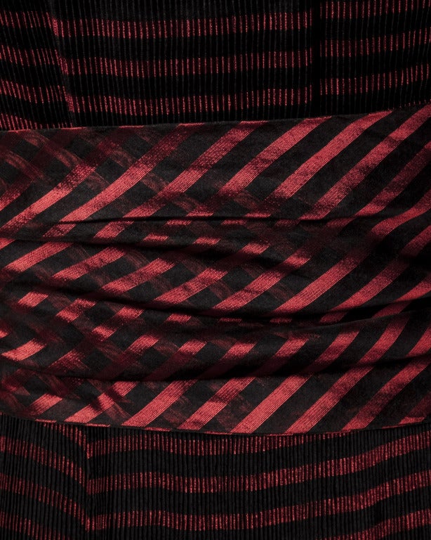 Vintage 1940s Sheer Red Stripe Dress + Wrap 5