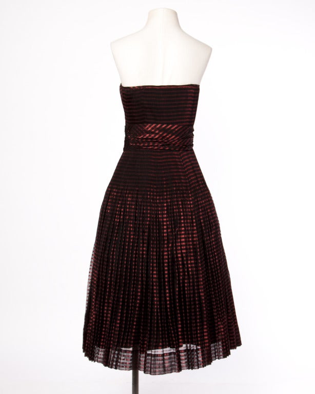 Women's Vintage 1940s Sheer Red Stripe Dress + Wrap