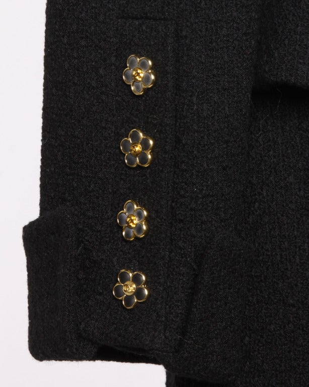 Chanel by Karl Lagerfeld Schwarzer Wollanzug 2-teilig - Jacke mit abnehmbarem Kragen 1