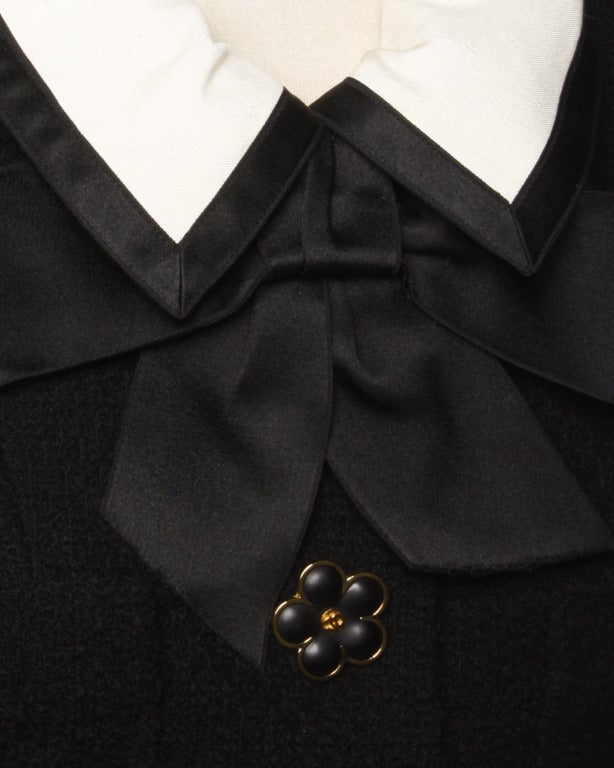 Women's Chanel by Karl Lagerfeld Black Wool 2-Piece Skirt Suit- Detachable Collar Jacket