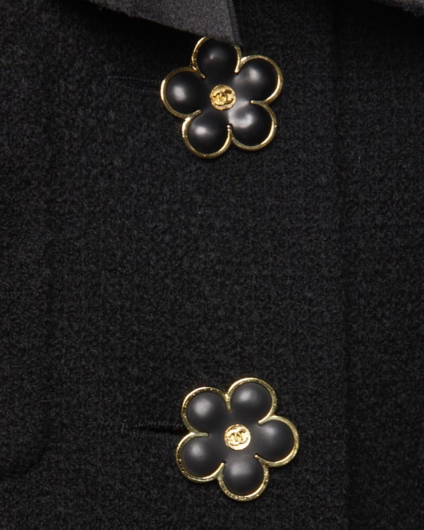 Chanel by Karl Lagerfeld Schwarzer Wollanzug 2-teilig - Jacke mit abnehmbarem Kragen 5