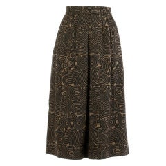 Louis Feraud Vintage 70s 1970s Wool Print Pleated Skirt