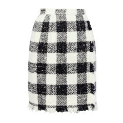 Oscar de la Renta 90s 1990s Plaid Wool Wrap Skirt