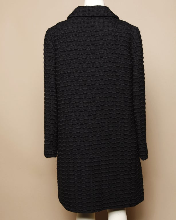 Vintage 1960's Seymour Fox Black Textured Wool Coat 1