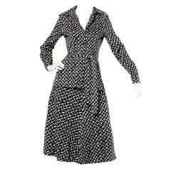 Diane von Furstenberg Retro DVF 1970s 70s Print Blouse Skirt Sash Dress Set
