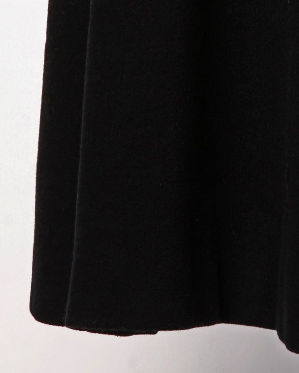 Pauline Trigere Vintage Black Wool 1970s 70s Wool Cape Coat- Military Detailing 3